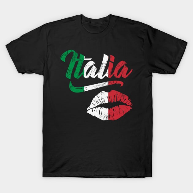 Italia Lips Kiss Flag Italy Italian Italiano T-Shirt by E